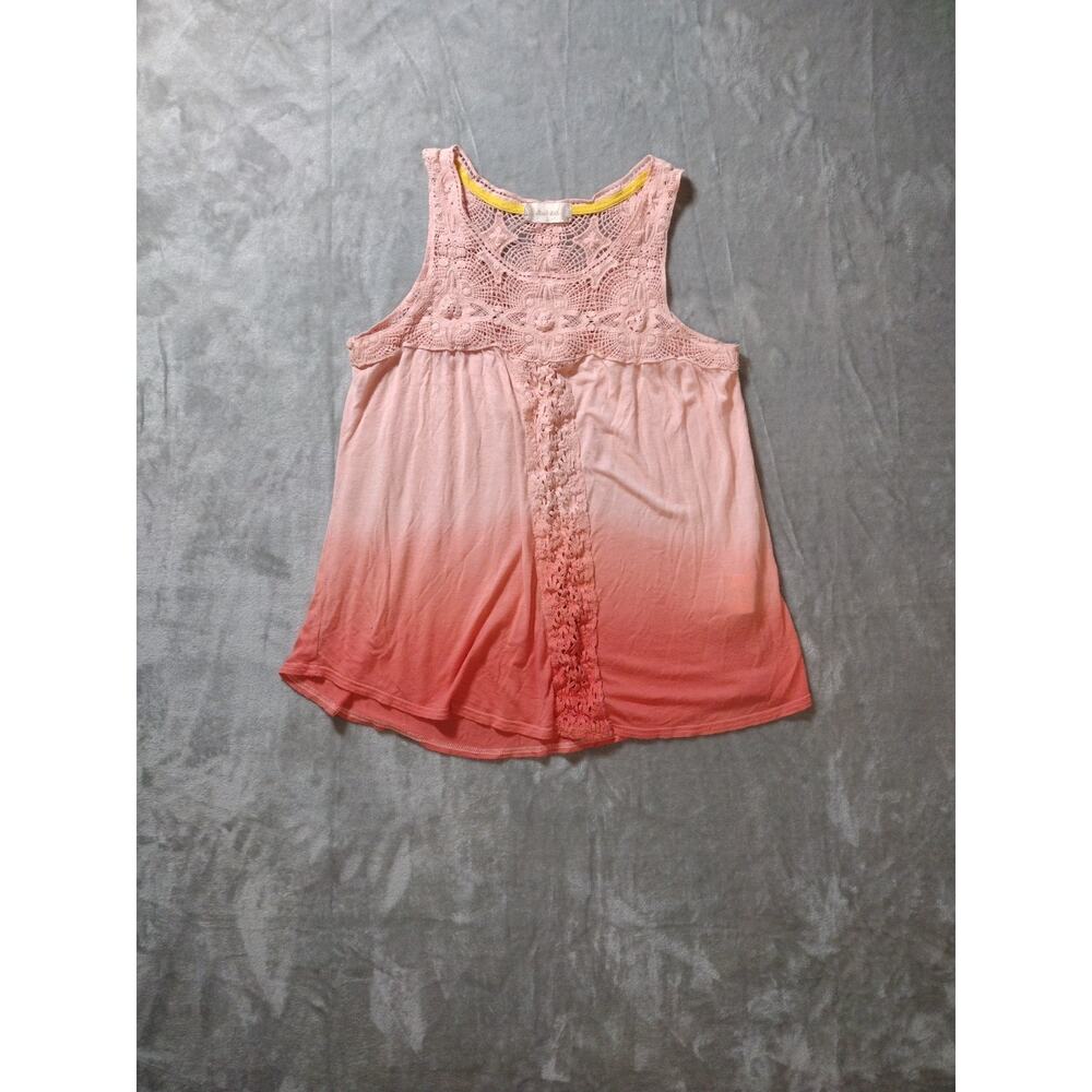 Altered State Women's Pink Red Ombre Sleeveless Laced Crochet Dress Top Sz Small